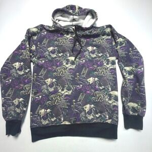 Assholes Live Forever Skull Mushroom Hoodie Small Purple Graphic Pullover